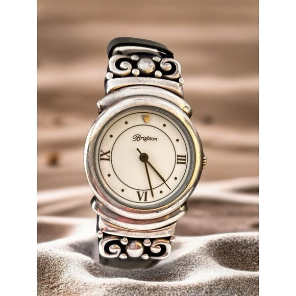 Brighton Lafayette Silver Tone Case Quartz Analog Women's Watch New Battery - Picture 4 of 8